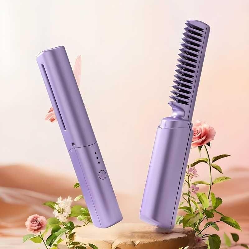 Mini Cordless Hair Straightener Comb Rechargeable
