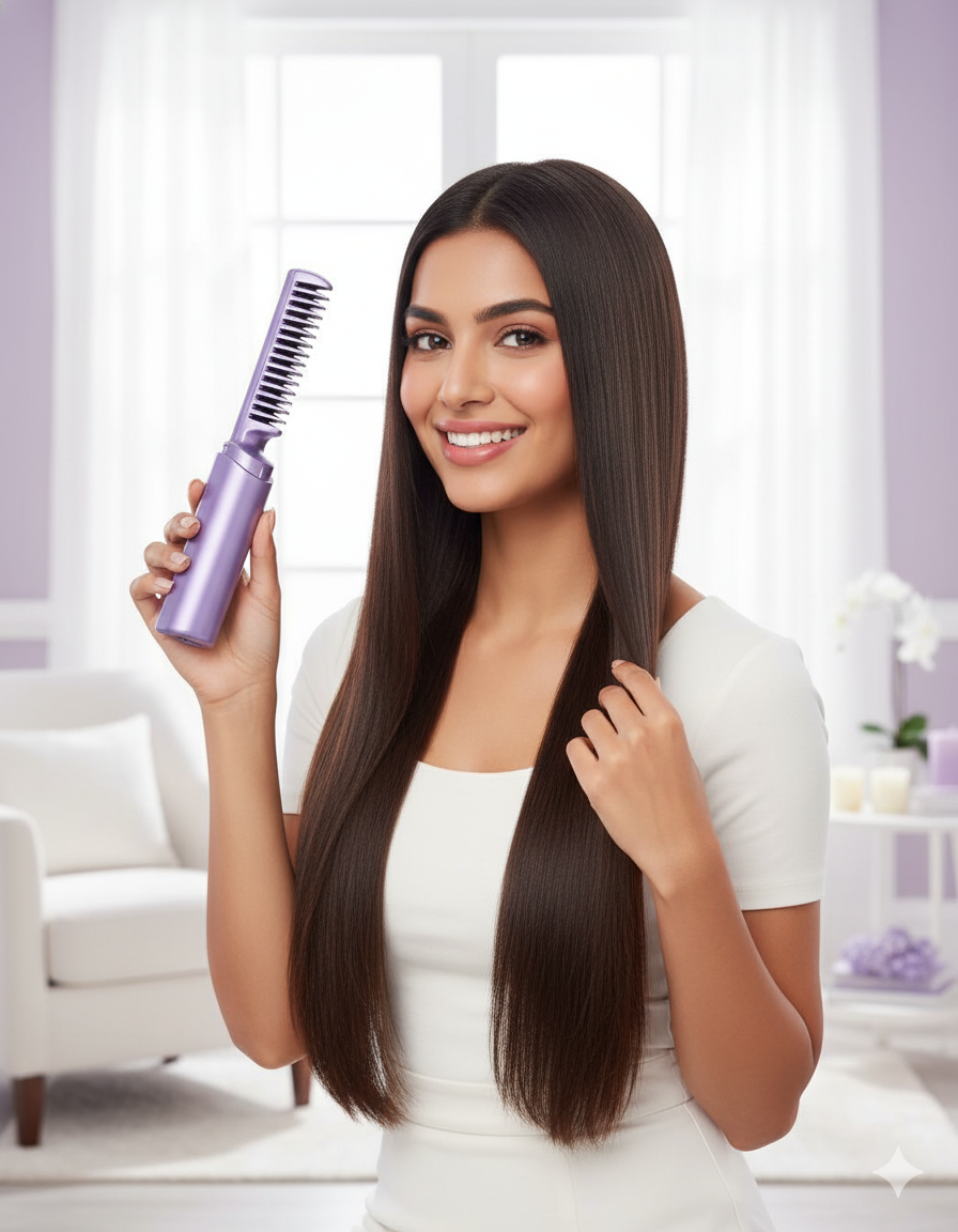Mini Cordless Hair Straightener Comb Rechargeable
